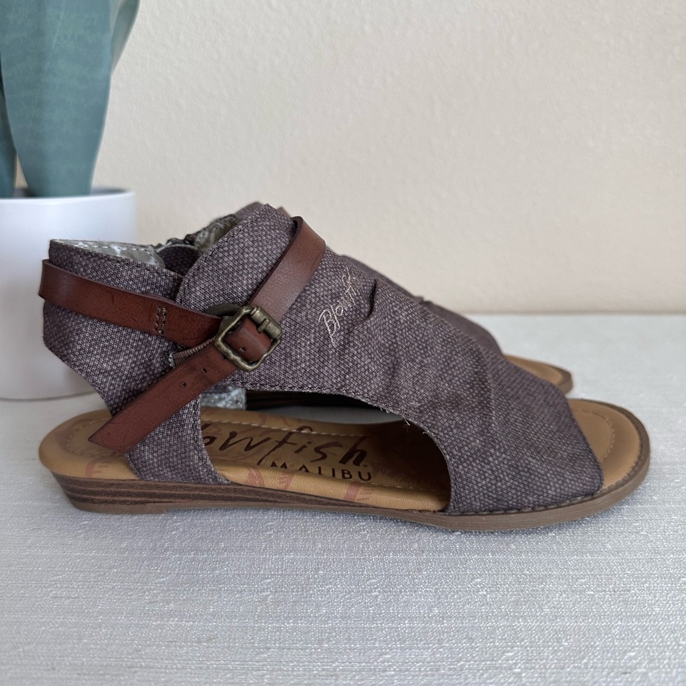 New Blowfish Malibu Balla Brown/Bronze Canvas Gladiator Sandals Women’s 7.5